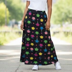 Bob Mackie Cat Print Skirt Wearable Art Black Rainbow Maxi Novelty Plus Size 2X